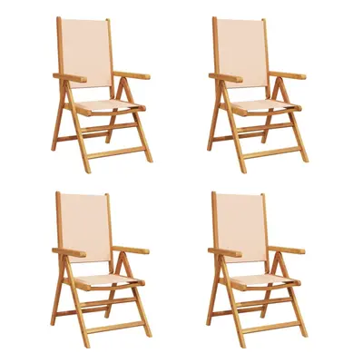 (beige, pcs) vidaXL Reclining Garden Chairs Outdoor Chairs Armchair Fabric & Solid Wood