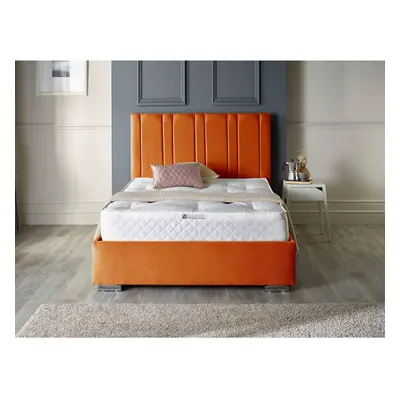 (4FT6 DOUBLE, BURNT ORANGE) Lilly Upholstered Soft Velvet Bed Frame