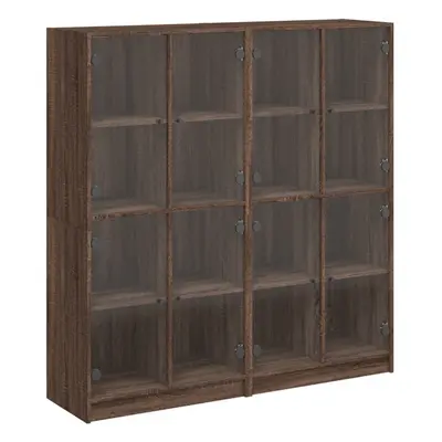 (brown oak) vidaXL Bookcase with Doors Bookshelf Rack Cabinet Sonoma Oak Engineered Wood