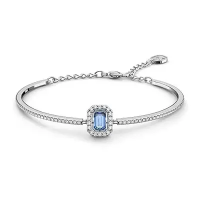 Swarovski Blue Crystal Bangle, Octagon Cut Blue Crystal in a Rhodium Plated Setting, from the Mi