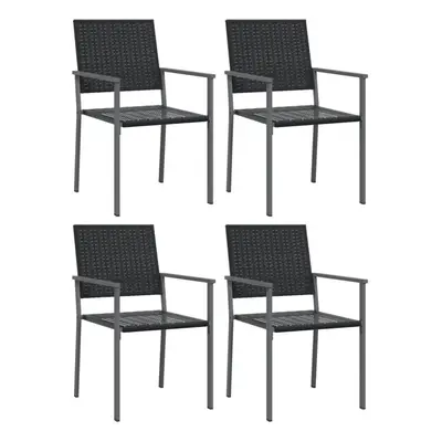 (4 pcs) vidaXL Garden Chairs Outdoor Dining Chair Wicker Chairs Black Poly Rattan