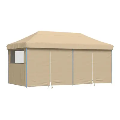 (beige, with sidewalls) vidaXL Foldable Tent Pop-Up with Side Walls Outdoor Party Tent Garden Ga