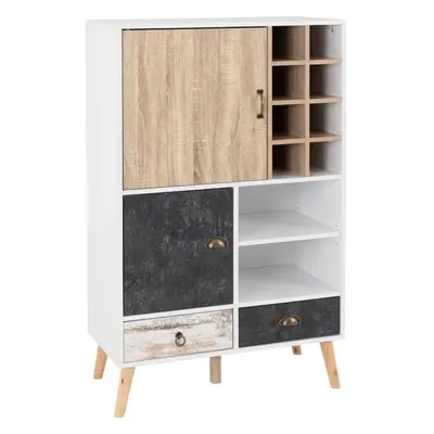 Nordic Wine Cabinet in White and Distressed Finish