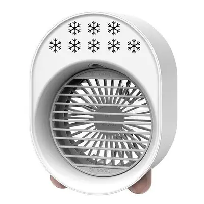 (White) 3W Portable Air Conditioning Fan Three-Speed Wind Mini Chiller Spray Fan Rechargeable US