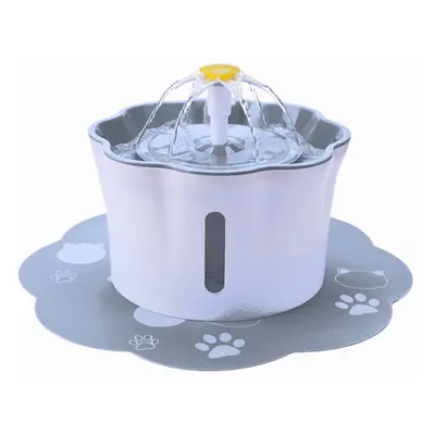 (Grey, .A) Pet Drinking Automatic Fountain USB Charging Lily Shape-with/without Mat