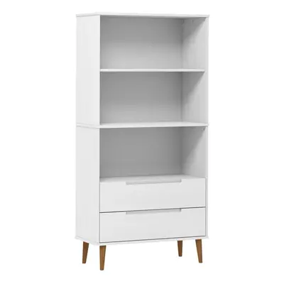 vidaXL Solid Wood Pine Bookcase MOLDE White 85x35x170.5 cm Wooden Storage Rack