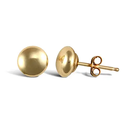 Jewelco London Ladies 9ct Yellow Gold Button Pebble Stud Earrings, 6mm - JES308