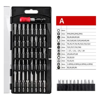 (A-51pcs) A/B/C/D Type Screwdriver Drill Bits Tools kit 1/4 Inch Hex Shank Magnetic Screwdriver 