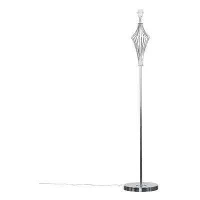 Modern Polished Chrome Metal Wire Geometric Diamond Design Floor Lamp Base