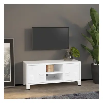 vidaXL Industrial TV Cabinet White Metal Media Hifi Cabinet TV Unit Sideboard