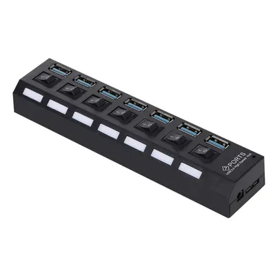 7-Port USB 3.0 HUB Splitter Ports Expander with Switch For PC