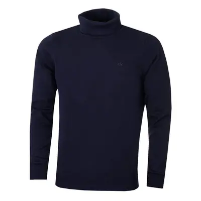 (L, Navy) Calvin Klein Mens CK Roll Neck Rib Knit Warm Durable Sweater