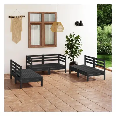 vidaXL Solid Pinewood Garden Lounge Set Piece Black Outdoor Seating Sofa