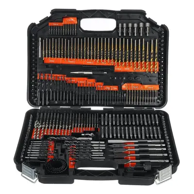 246Pcs HSS Drill Bit Set Screwdriver Bits In Storage Case DIY Wood Metal