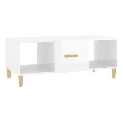 vidaXL Coffee Table High Gloss White 102x50x40 cm Engineered Wood Side Table