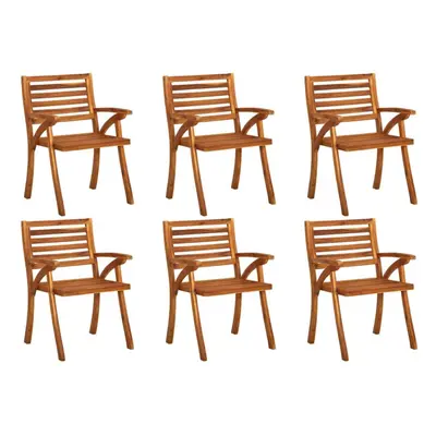 vidaXL6x Solid Acacia Wood Garden Chairs Outdoor Seating Dining Armchairs