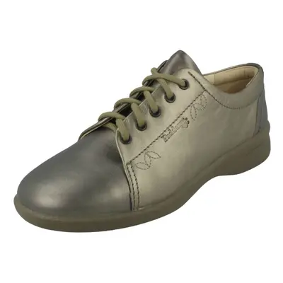 (UK 6, Metallic (Gold)) Ladies Padders Wide Fitting Casual Lace Up Shoes Refresh2