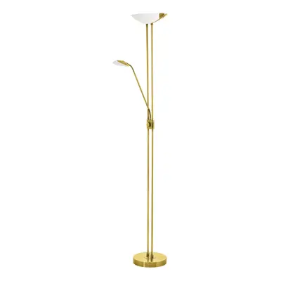 Floor Lamp Light Colour Brass Shade White Satined Glass Bulb LED 20W 2.5W 2.5W