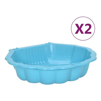 (blue) vidaXL 2x Sandpits Plastic Outdoor Paddling Pool Sandbox Ball Pit Blue/Green