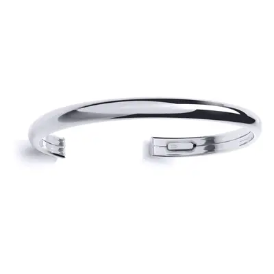 Jewelco London Ladies Sterling Silver Dome Torque Cuff Bangle Bracelet 5mm - GVG176RH