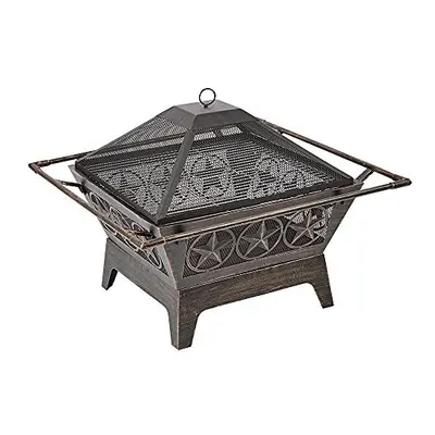 Large Outdoor Steel Fireplace with Mesh Lid - Basket Bowl Fire Pit Brazier - Log, Wood & Charcoa