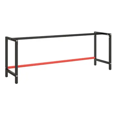 vidaXL Work Bench Frame Matte Black and Matte Red Metal Table Bracket Base