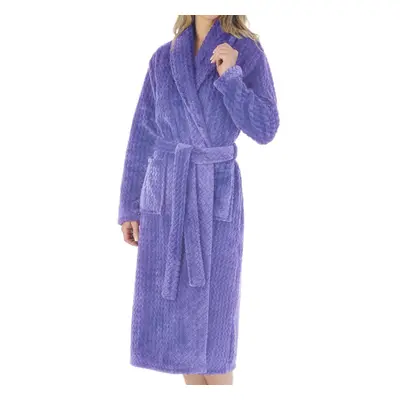 (Bright Blue, Extra Large - UK 20/22) Slenderella Ladies Zig Zag Fleece Shawl Collar Wrap Dressi