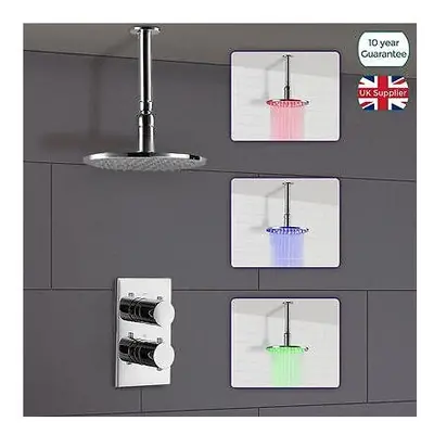 Lily Led Round Ceiling Shower With Dial Way Thermostatic Mixer Valve