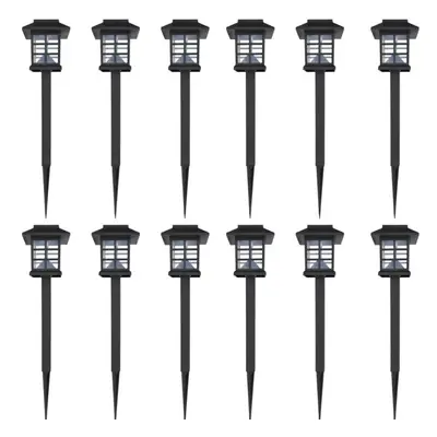 vidaXL 12x Outdoor Solar Lamp Post 8.6x8.6x38cm Garden Patio LED Light Spike