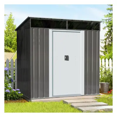 Grey Galvanized Steel Acrylic Storage Shed Outdoor Shed Slope Roof Double Door