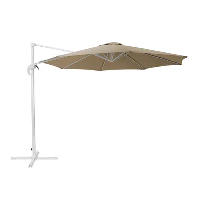 Cantilever Garden Parasol m Sand Beige and White Canopy SAVONA