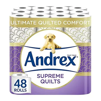 Andrex Supreme Quilts Quilted Toilet Paper - 25% Thicker Than Before to Provide Ultimate Quilted