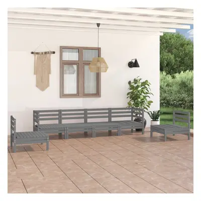 vidaXL Solid Pinewood Garden Lounge Set Piece Grey Outdoor Seating Sofa