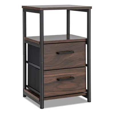 Industrial Nightstand Bedside End Table with Fabric Drawers &Storage