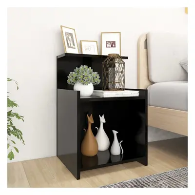 vidaXL 2x Bed Cabinets Black Chipboard Bedside Tables Nightstands Furniture