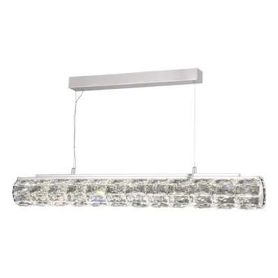 Searchlight Remy LED Pendant Hexagonal Tube Bar Chrome Clear Crystal Trim