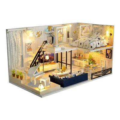 Time Shadow Modern Doll House Miniature DIY Kit With Furniture LED Light Box Gift