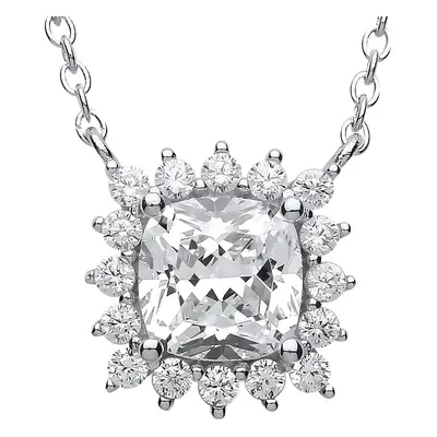 Jewelco London Ladies Sterling Silver Square cushion Cubic zirconia Sunshine Cluster Solitaire C