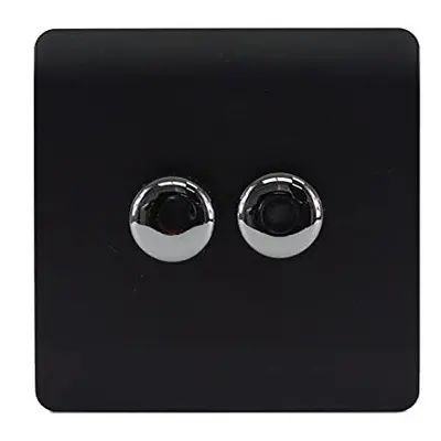 Trendi Matt Black Range of Switches & Sockets (2 Gang LED Dimmer)