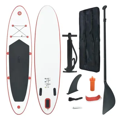 vidaXL Stand Up Paddle Board Set Sup Board Surfboard Inflatable Red and White