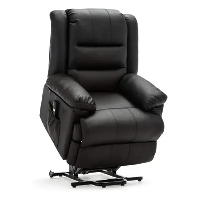 (Black) Loxley Electric Rise Recliner Armchair Bonded Leather Mobility Lift Chair