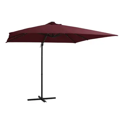 vidaXL Cantilever Garden Parasol with LED Lights Outdoor Umbrella Bordeaux Red