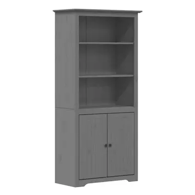 (grey) vidaXL Bookcase Bookshelf File Cabinet Sideboard Book Rack Solid Wood Pine