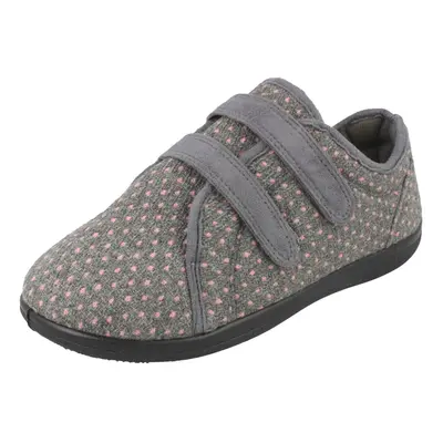 (UK 3, Grey) Ladies Padders Slipper Shoes Duo - 2E/3E Fit