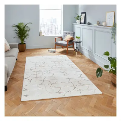 (Beige / Silver) Think Rugs Creation G2851 Abstract High Density Pile Rug