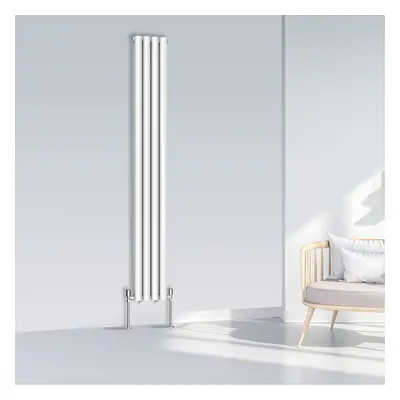 (1800x236mm Double, White) NRG Oval Column Designer Radiator Horizontal Vertical Central Heating