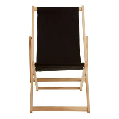 Interiors by Premier Adjustable Black Deck Chair, Sling Design Lawn Chair, Ethically Sourced Dec