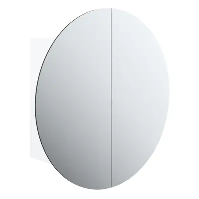 (White, cm) vidaXL Bathroom Cabinet with Round Mirror and LED Cabinet Storage Cupboard