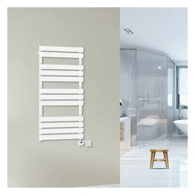 (1200x600mm-500W) WarmeHaus Prefilled Flat Panel Electric Heated Towel Rail Thermostatic Bathroo