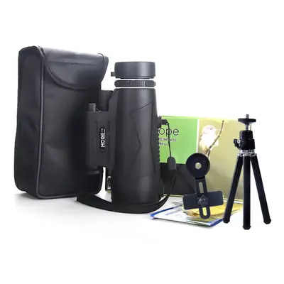 12X50 HD Telescope with Infrared Flashlight Phone Adapter Tripod For Outdoor Camping Travel High